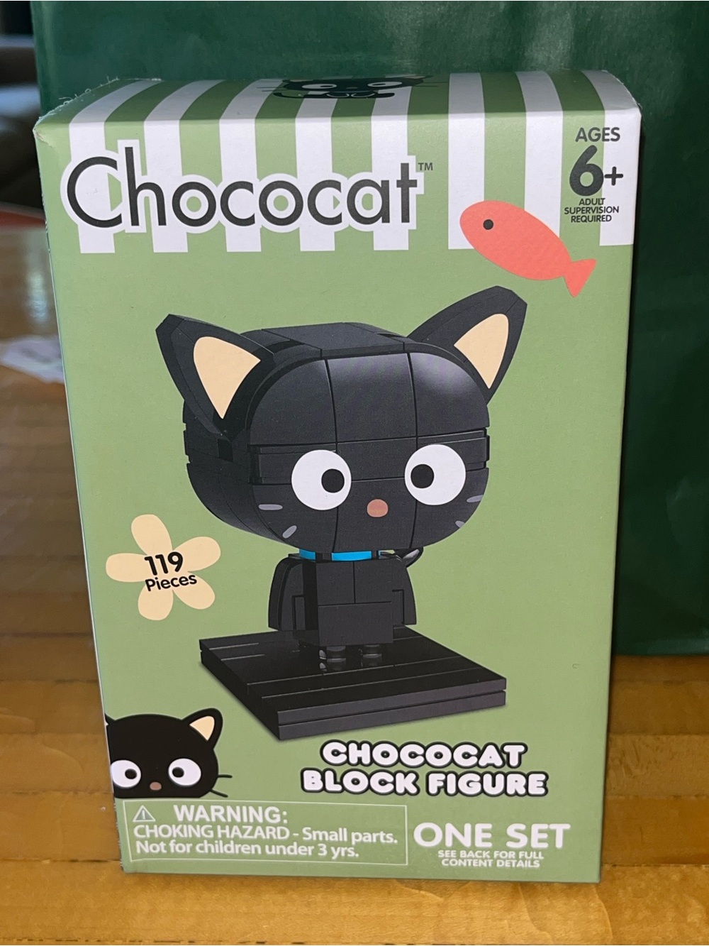 Sanrio Chococat Block Figure - Black with Cream Ears and Blue Collar